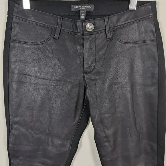 Banana Republic Black Faux Leather Ankle Zip Skinny Jeans 2 Petite
